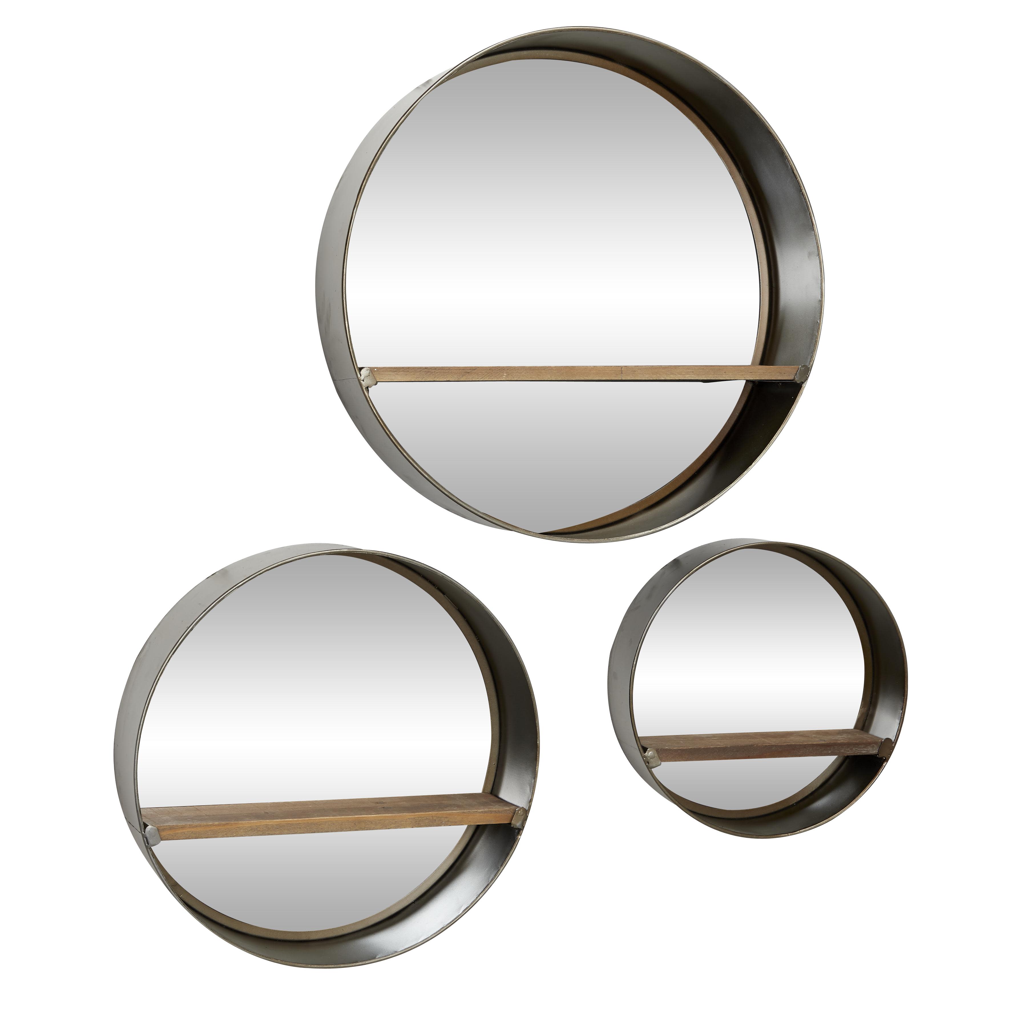 Metal  Wall Mirror, Set of 3 20", 16", 12"W