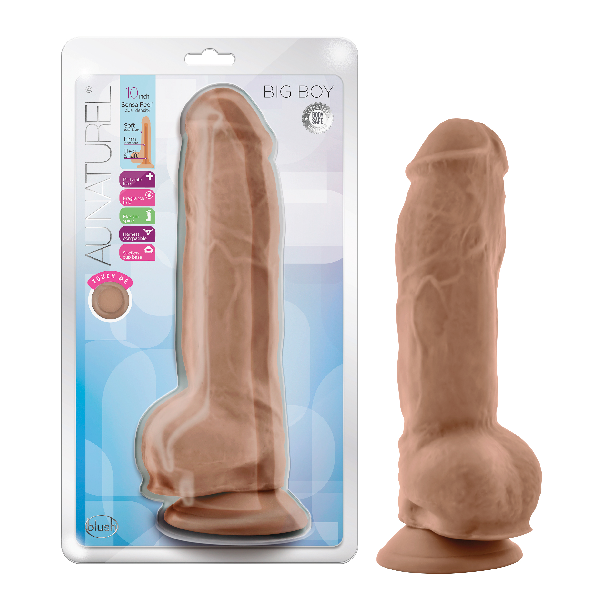 Blush Au Naturel Big Boy Realistic Mocha 10-Inch Long Dildo With Balls & Suction Cup Base