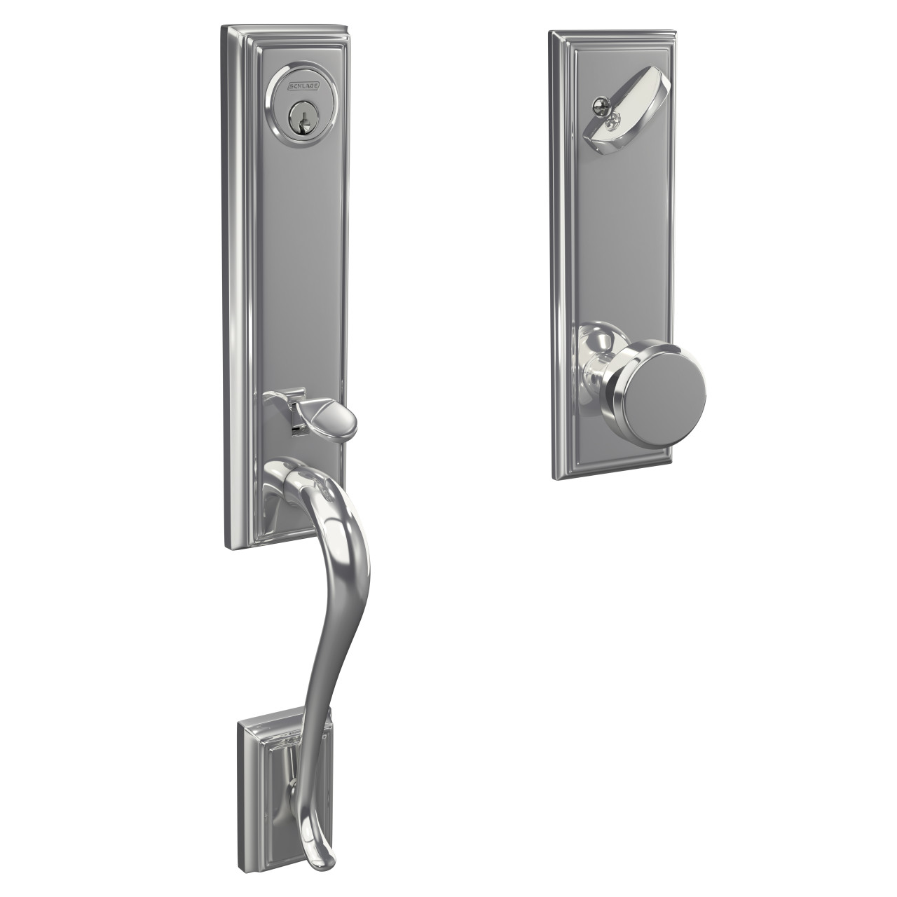 Custom 3/4 Trim Single Cylinder Handleset and Bowery Knob with Addison Trim