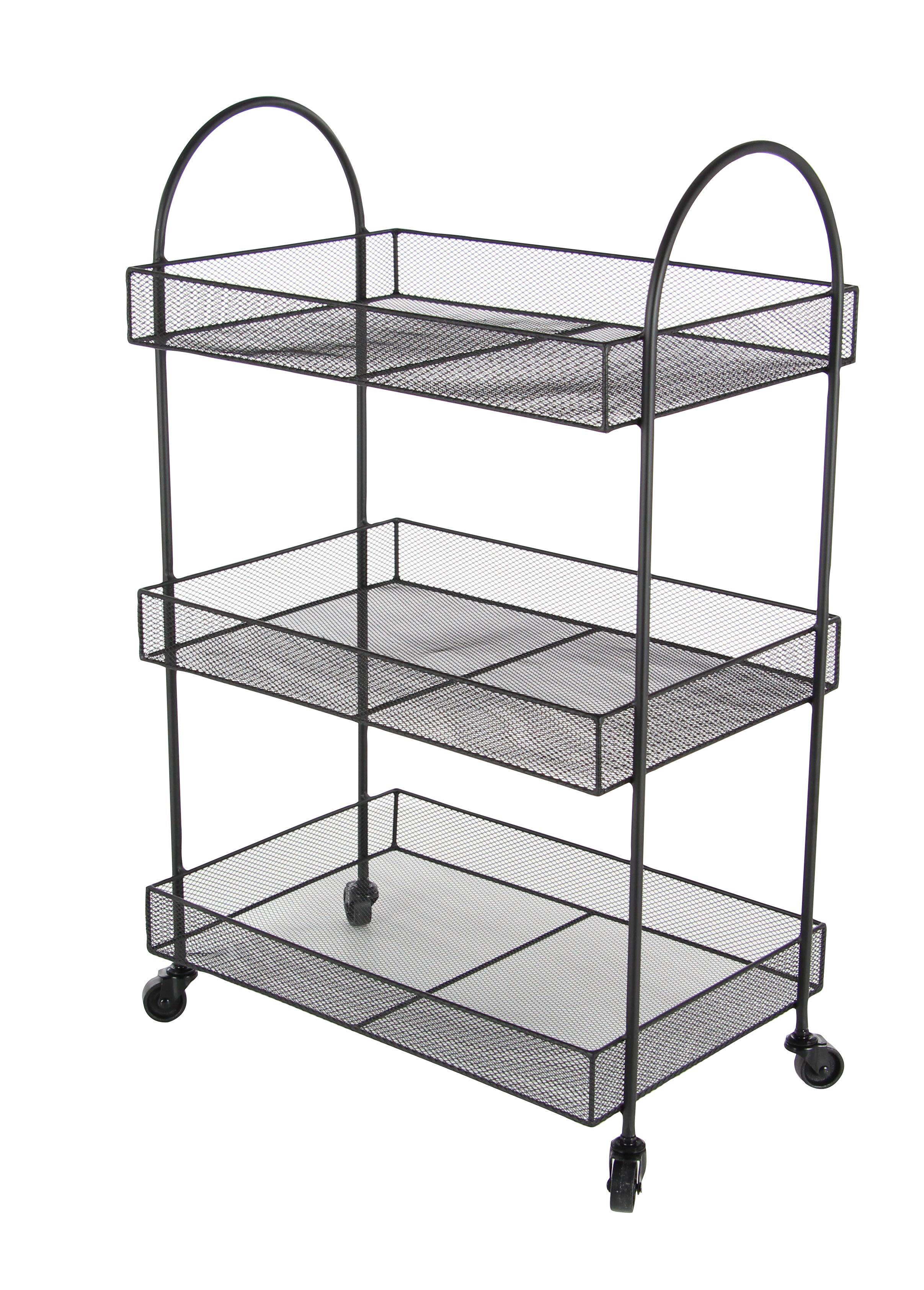 Black Metal  Storage Cart, 20" x 13" x 32"