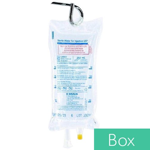 Sterile Water 250ml Plastic Bag for Injection - 24/Case