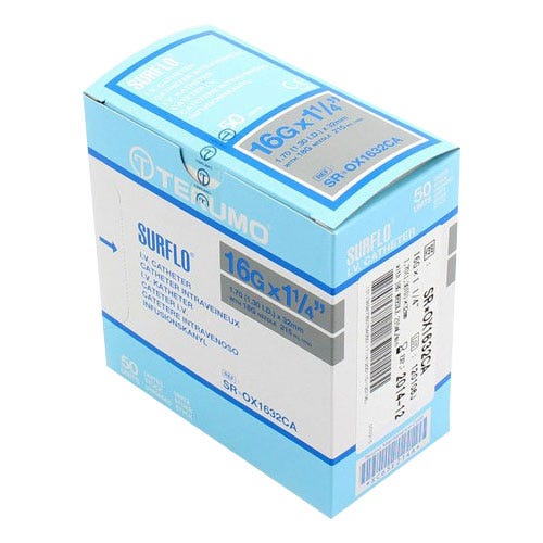Catheter Surflo 16ga x 1-1/4"-50/Box