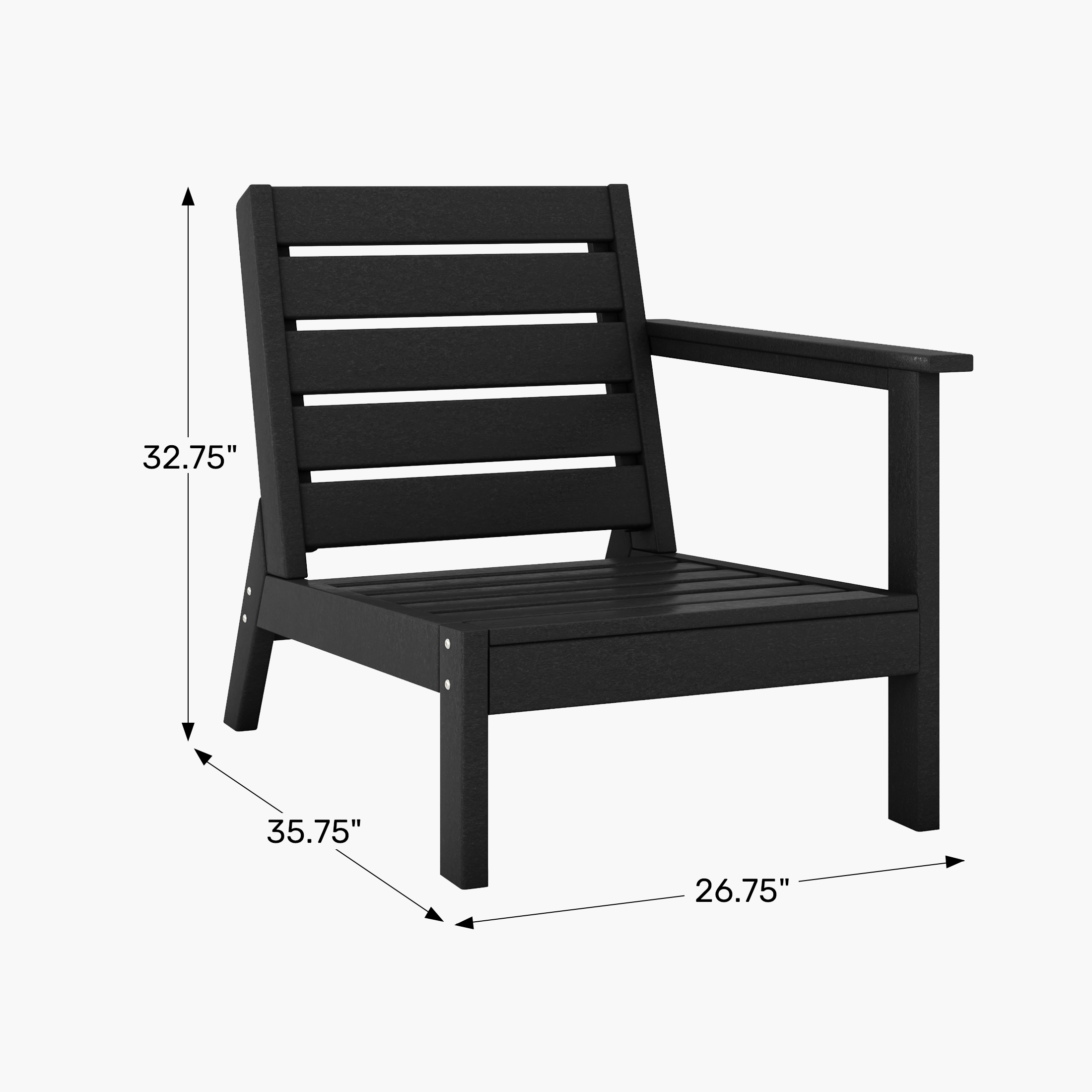 Outdoor Patio HDPE Deep Seating Right Arm Facing Modern Corner Chair WWT Spec Image