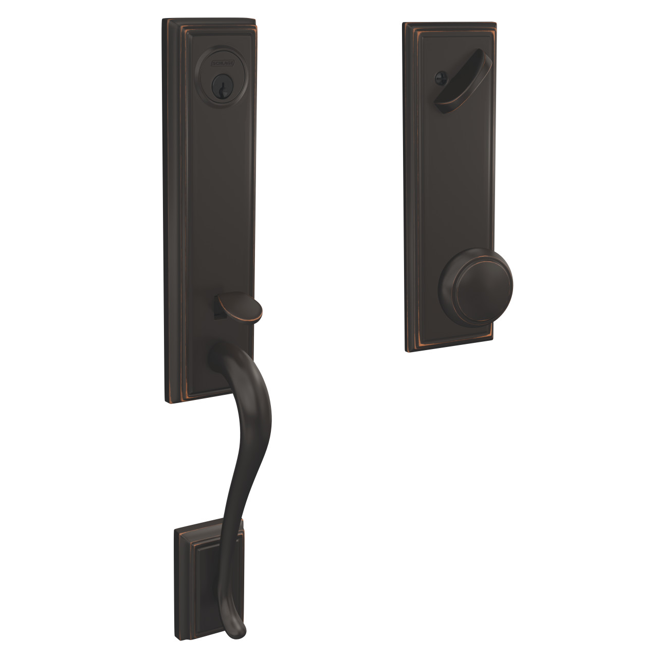 Custom 3/4 Trim Single Cylinder Handleset and Andover Knob with Addison Trim
