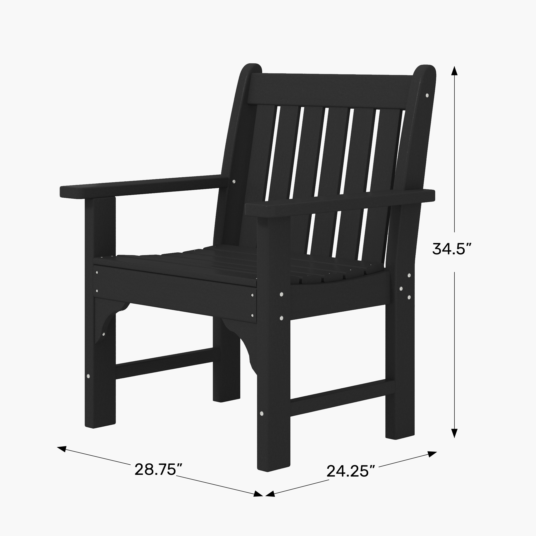 Outdoor Patio HDPE Adirondack Dining Arm ChairWWT Spec Image
