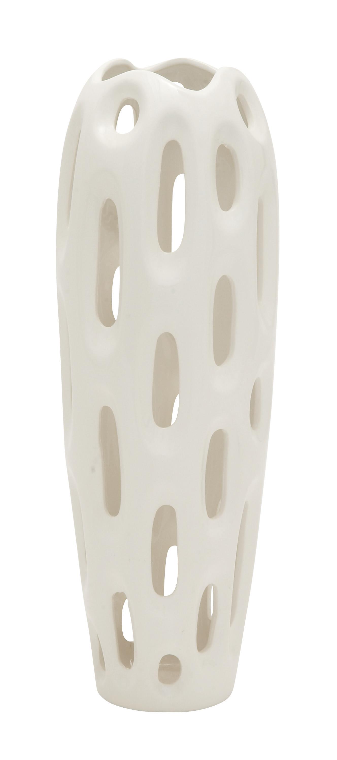 White Ceramic  Vase, 7" x 7" x 21"