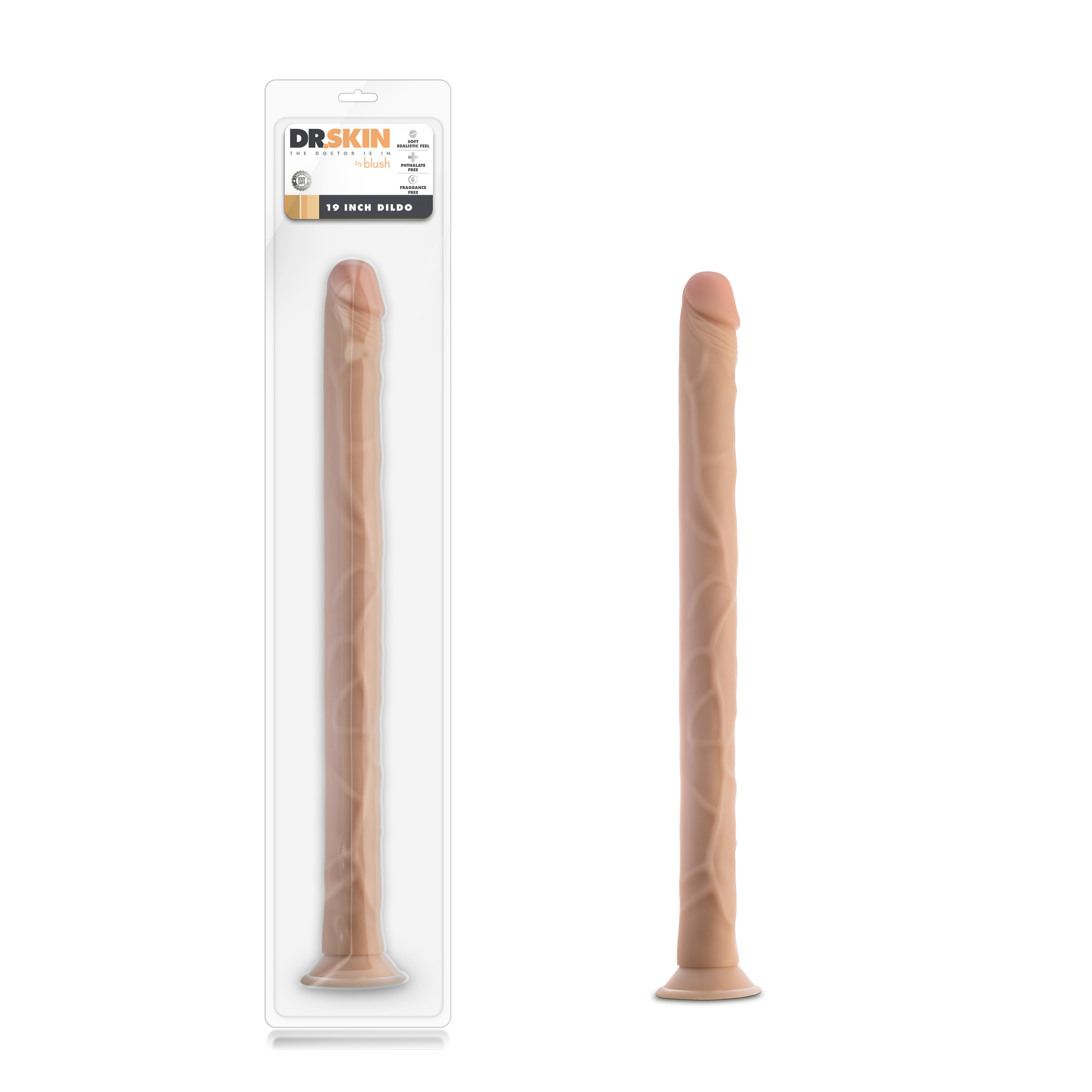 Blush Dr. Skin 19 Inch Long Realistic Dildo -Beige