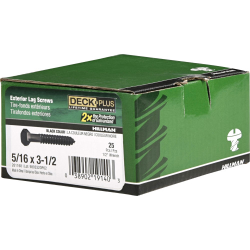 Black Coated Lag Screws 5/16" x 31/2"