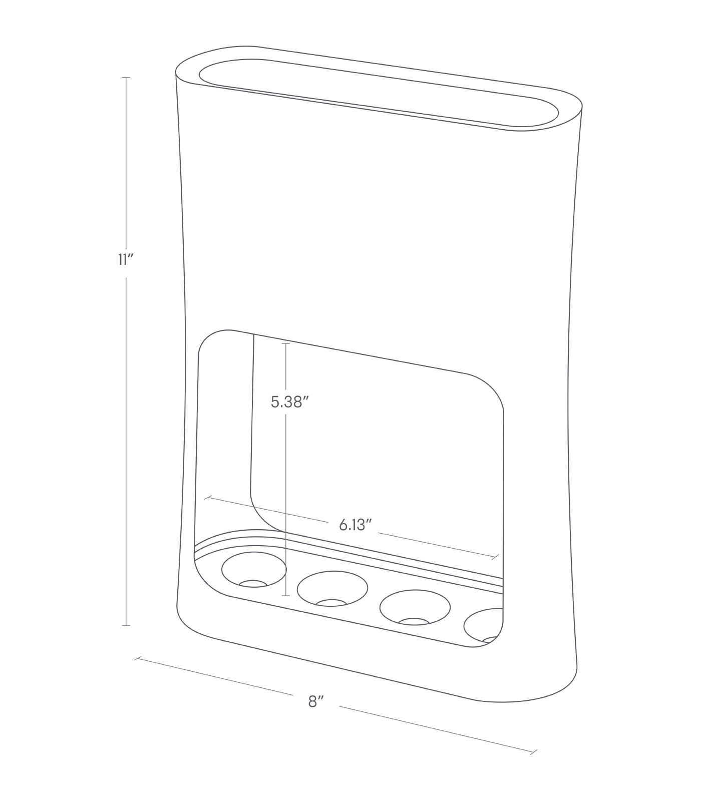 Dimension image for Compact Umbrella Stand showing length of 8" and height of 11"