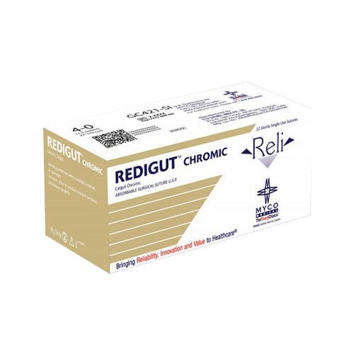 Reli® REDIGUT® Chromic Gut Sutures, 3-0, YFS-1 (FS-1 or C7), Reverse Cutting, 30" - 12/Box