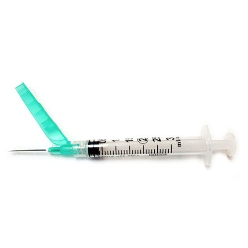 Secure Touch® 3cc Safety Syringe with 21G x 1" Safety Needle - 50/Box