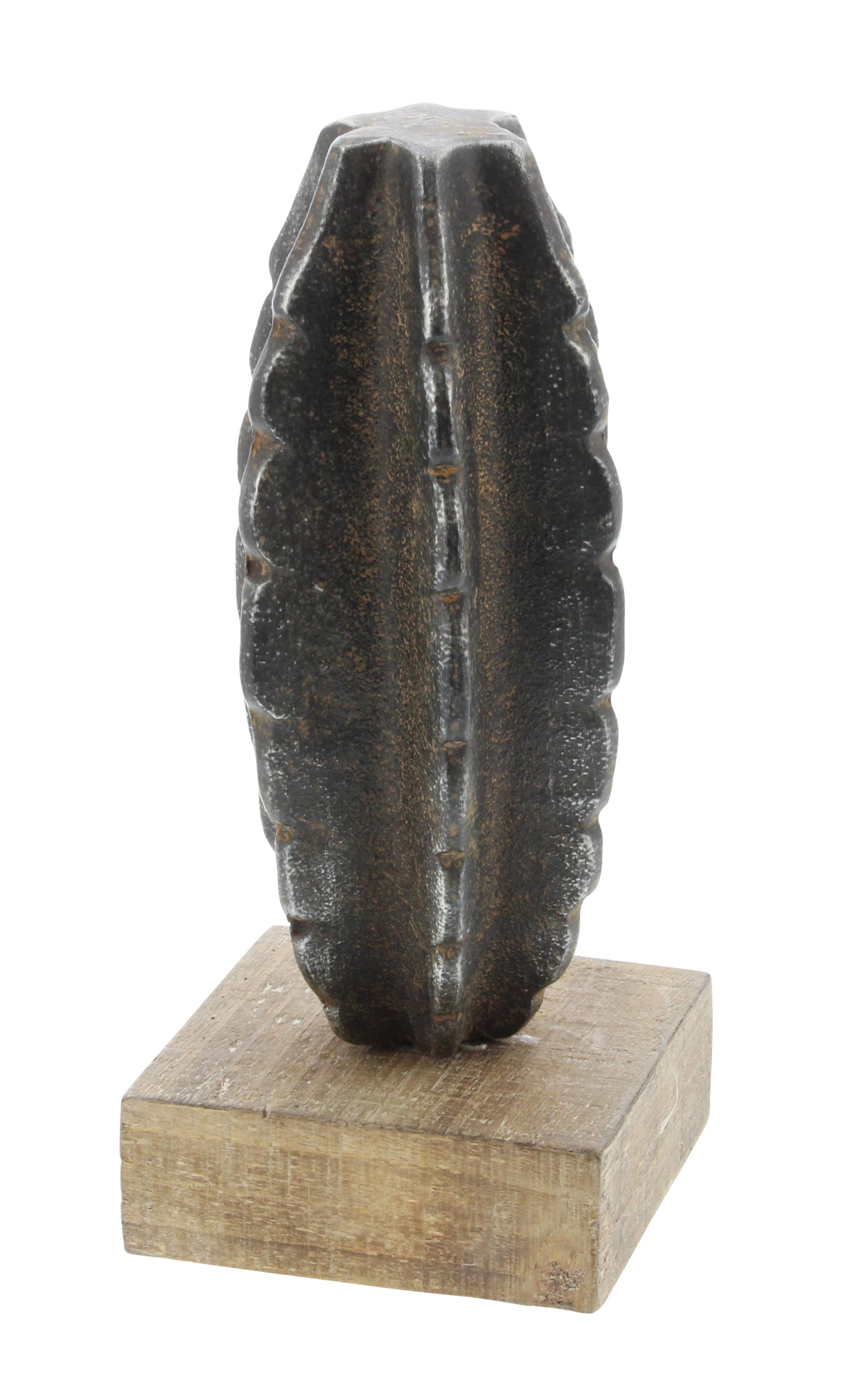 Black Metal Cactus Sculpture, 4" x 4" x 9"
