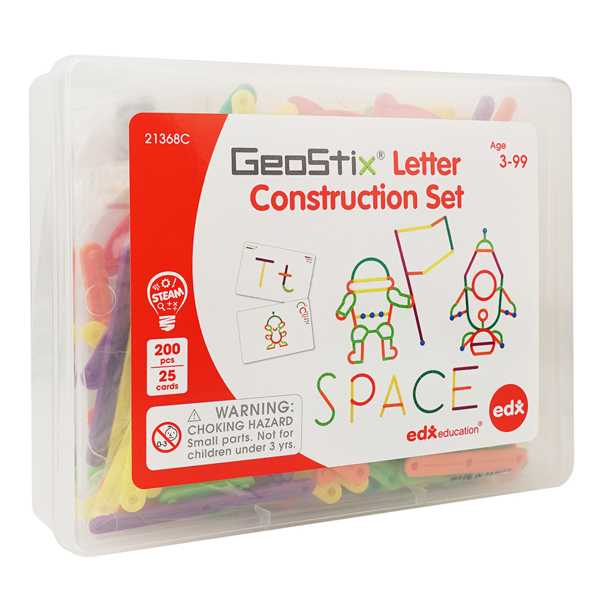 edxeducation GeoStix Letter Construction Set - 200 Connecting Sticks - 50 Activities