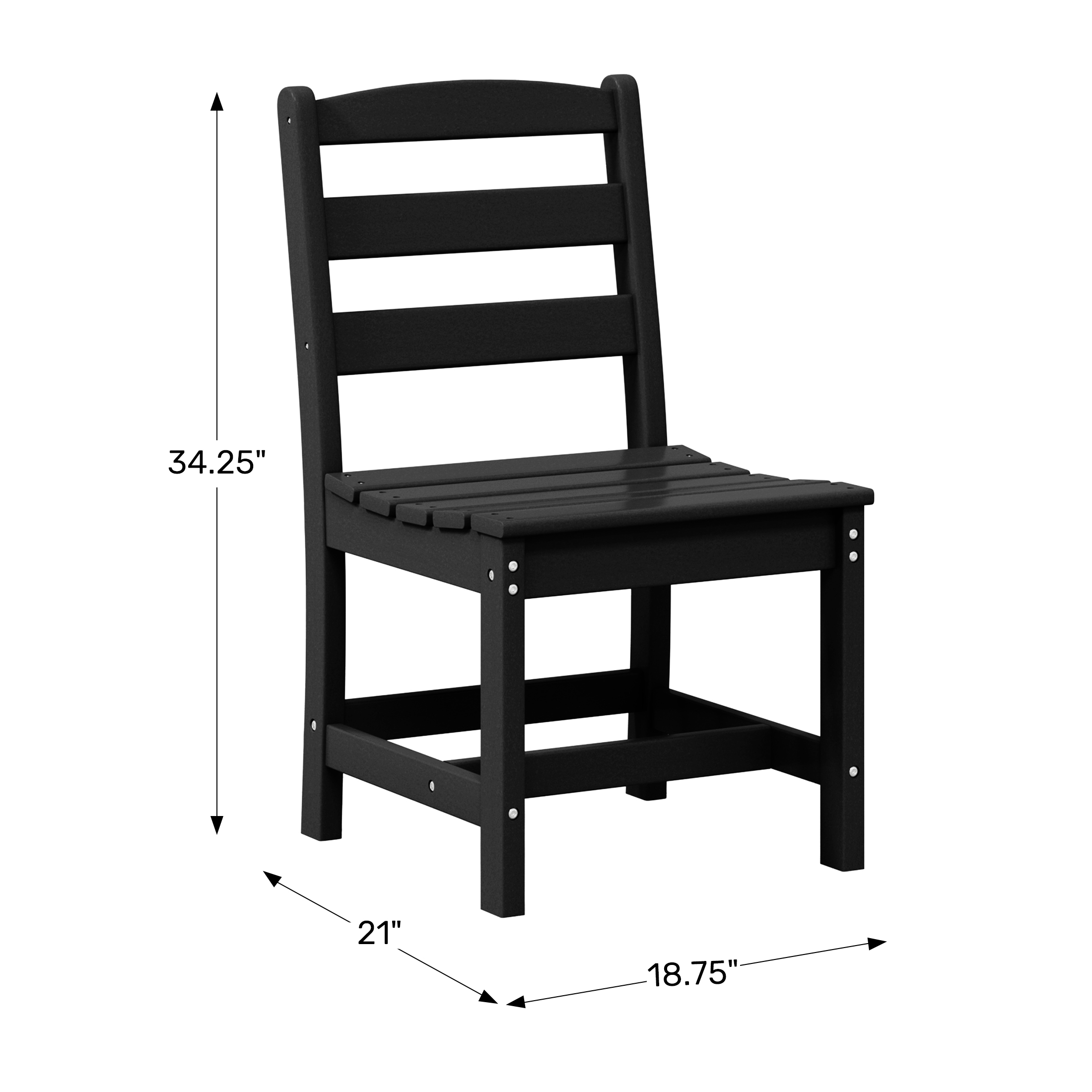 Outdoor HDPE Patio Classic Armless Dining Side Chair WWT Spec Image