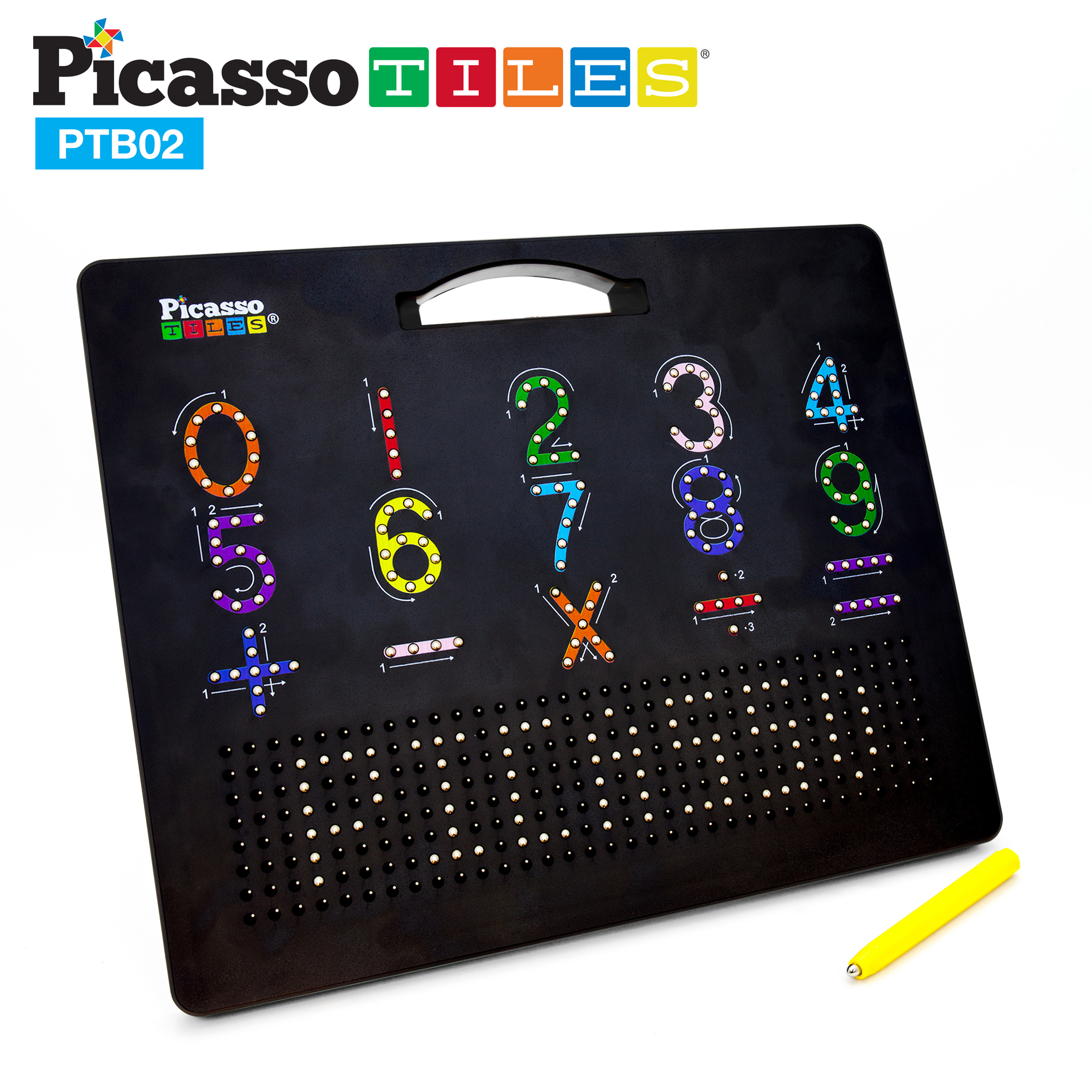 PicassoTiles Double-Sided Magnetic Drawing Board, 12" x 10", Letters & Numbers