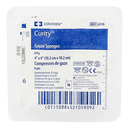 Gauze Sponge 4"x4" 8ply Sterile 10/bx 128 boxes/Case