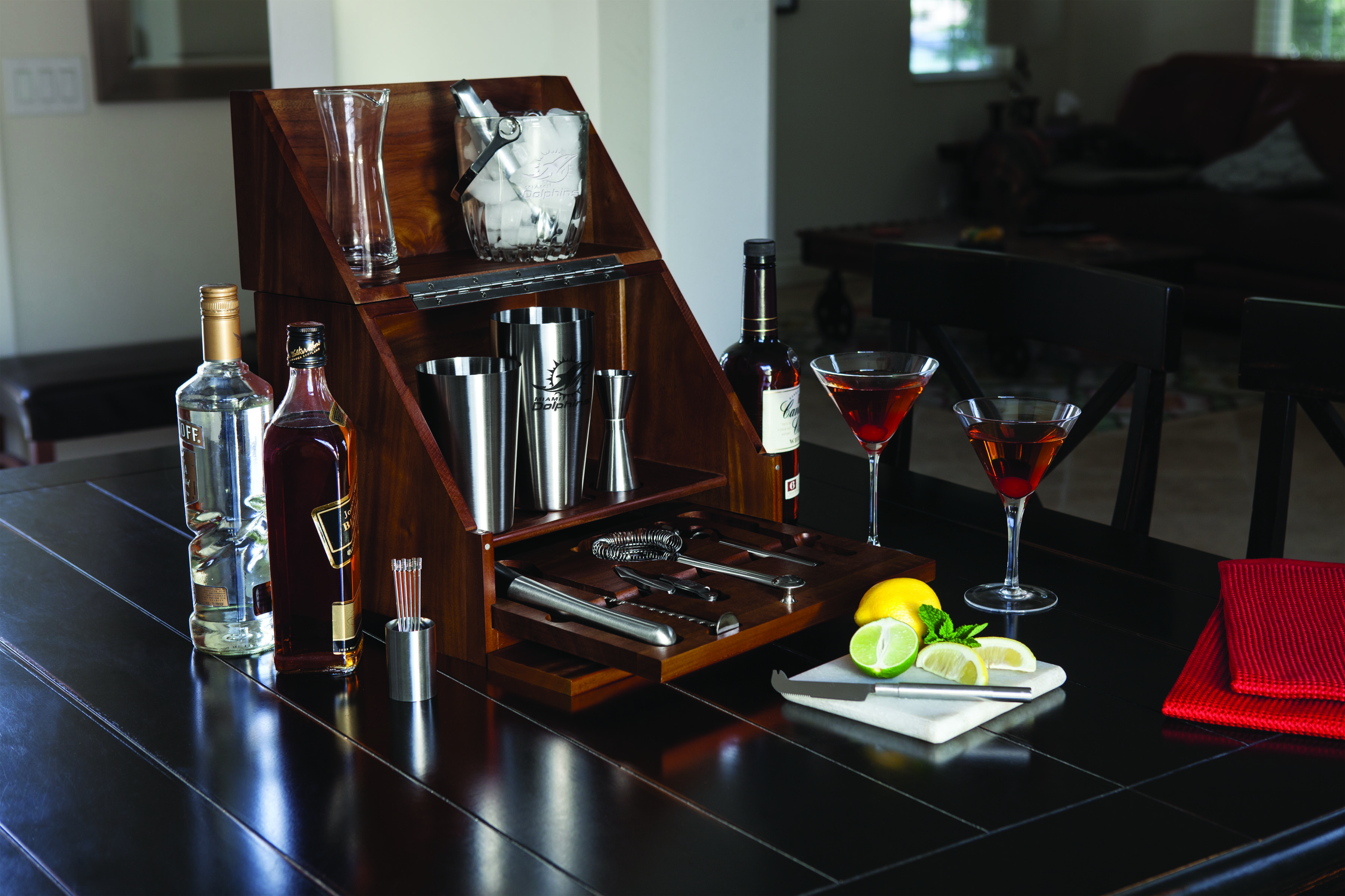 Miami Dolphins - Madison Acacia Tabletop Bar Set