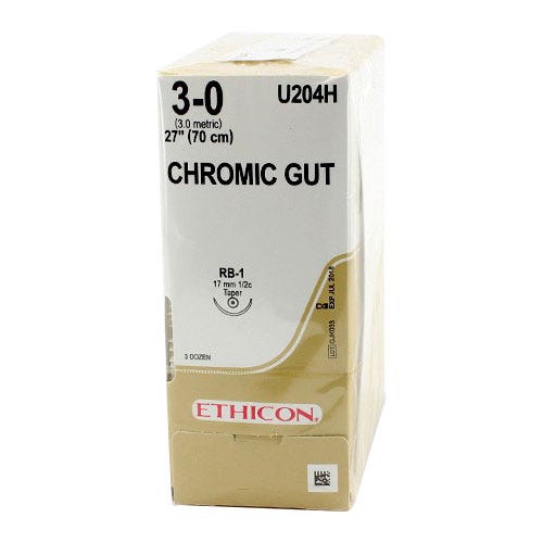Chromic Gut Sutures, 3-0, RB-1, Taper Point, 27" - 36/Box
