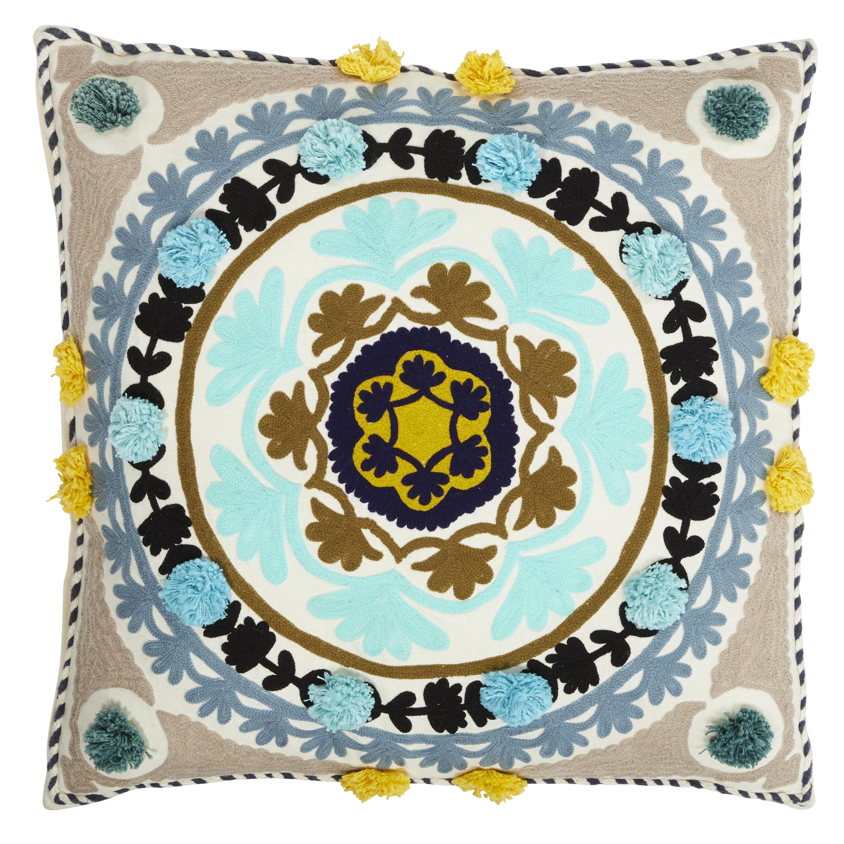multi colored cotton fabric pillow decorative, 28" x 7" x 28"