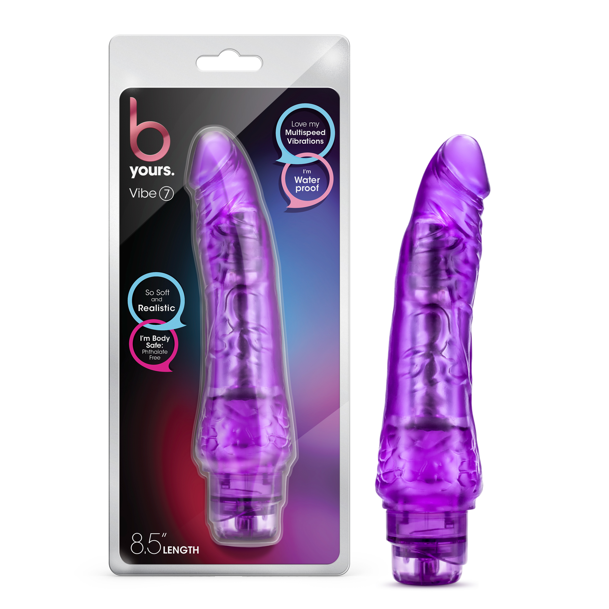 Blush B Yours Vibe 7 Realistic Purple 8.5-Inch Long Vibrating Dildo