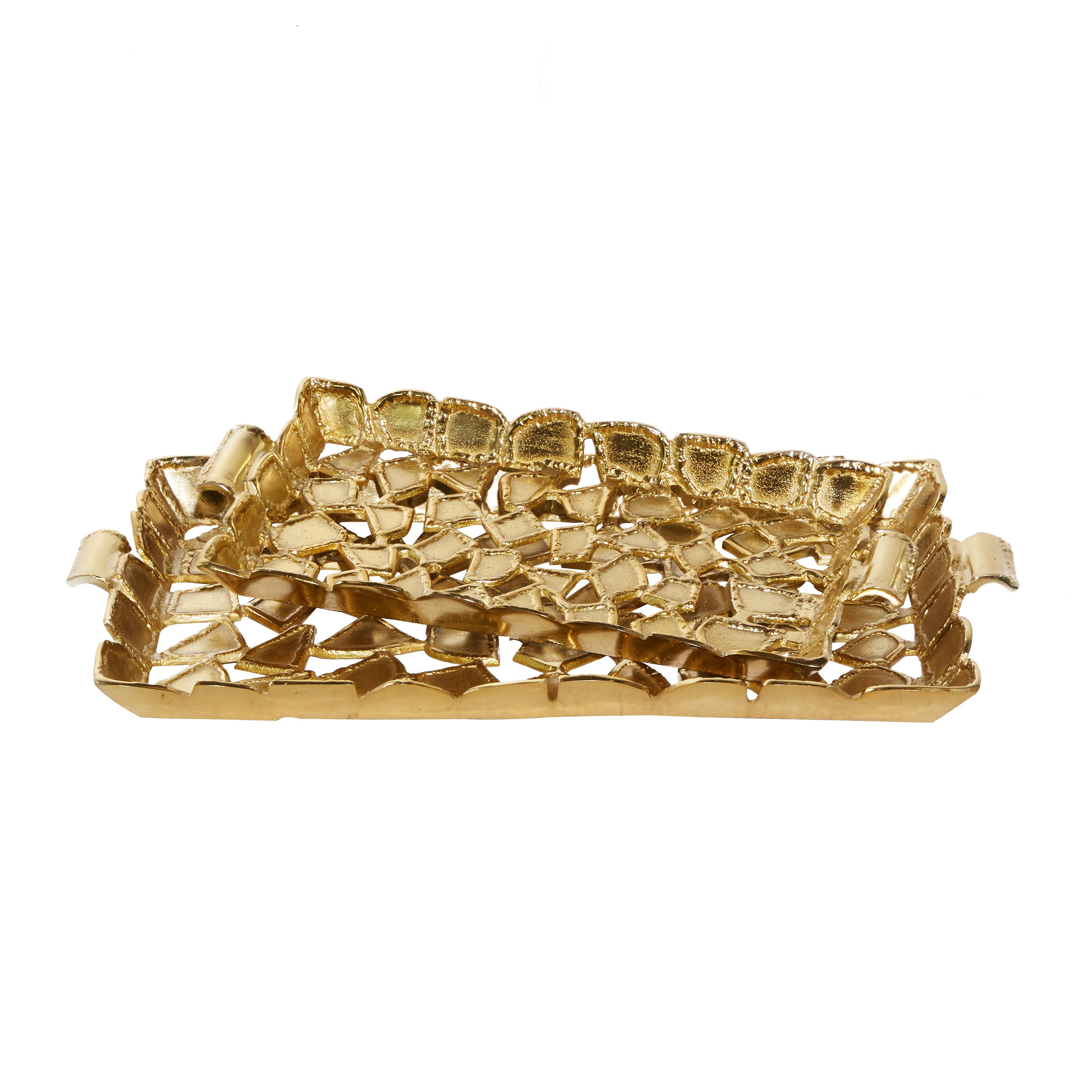 Gold Aluminum Metal  Tray, Set of 2 28", 22"W