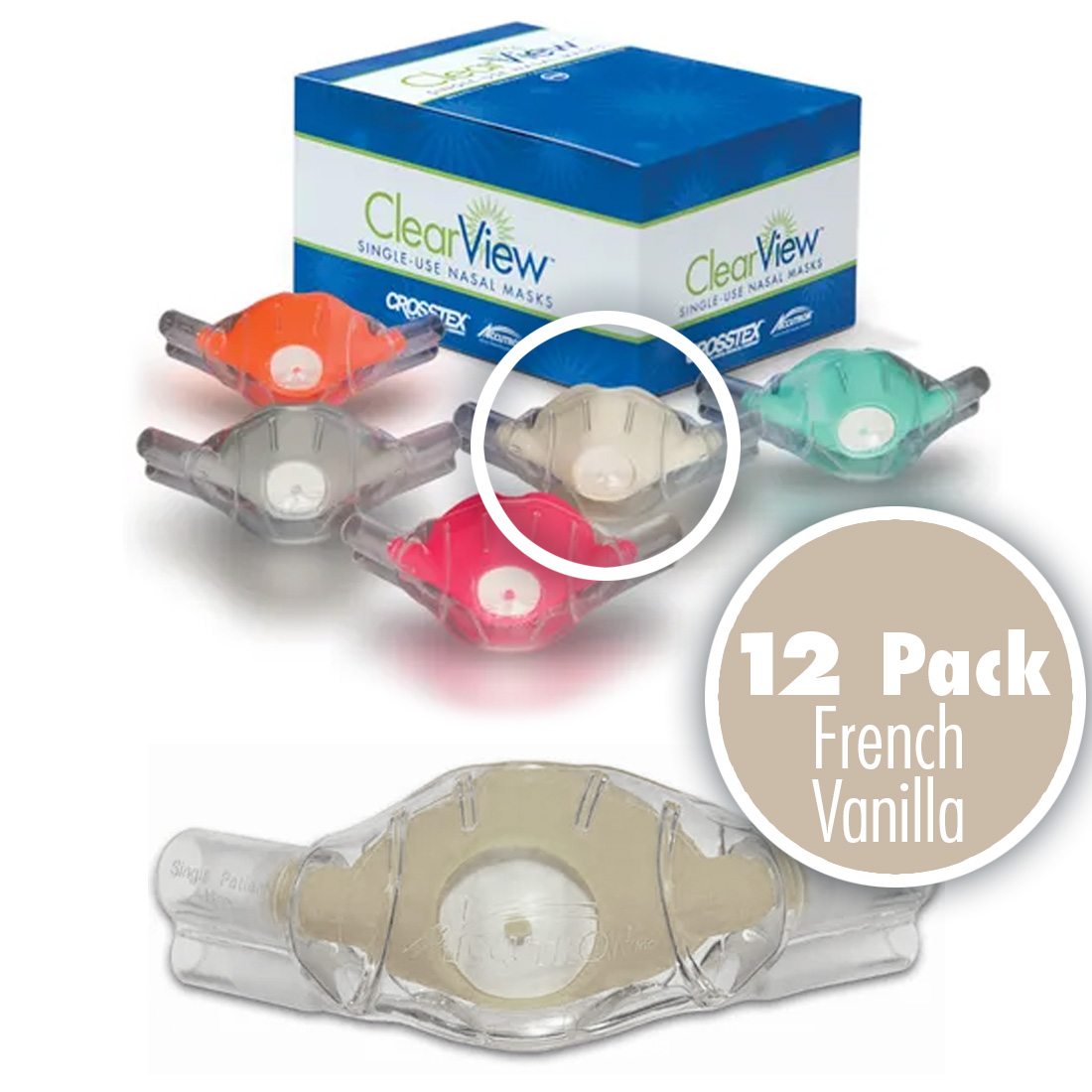 ClearView Classic Nasal Hood, Large Adult, French Vanilla - 12/Box
