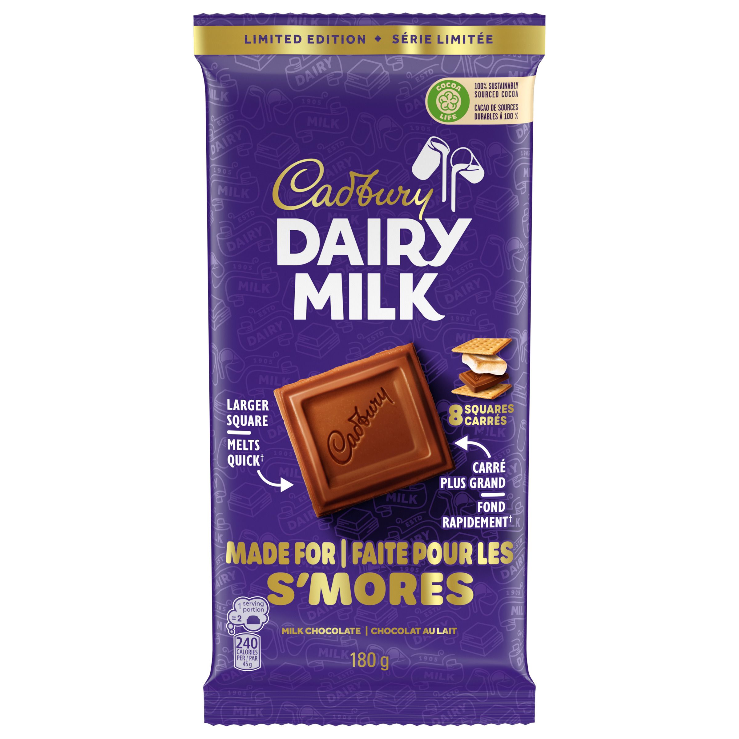 Cadbury Milk Chocolate Bar, Made for Smores, 180 g-thumbnail-0
