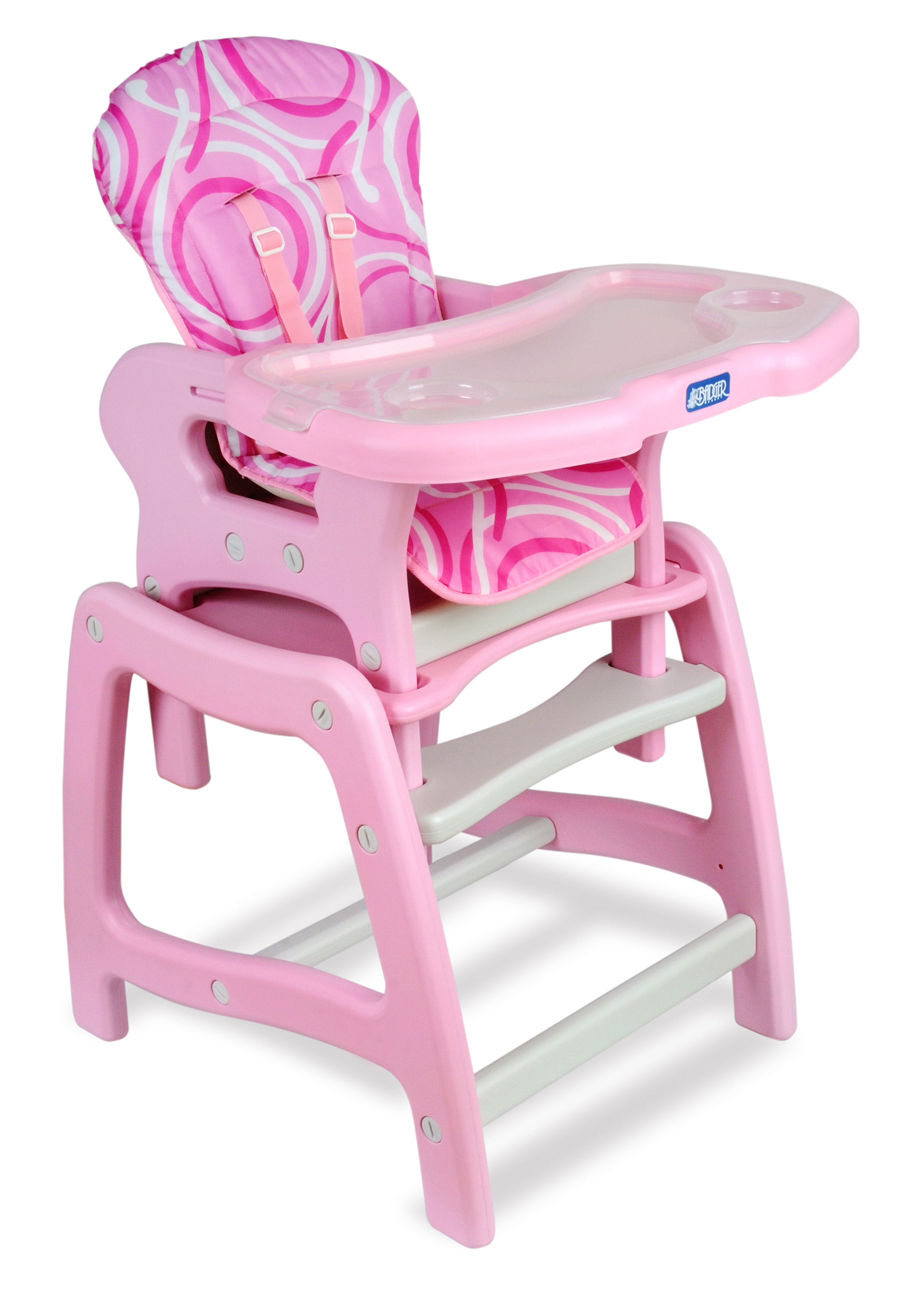 Envee Baby High Chair with Playtable Conversion - Pink/White