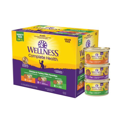 Wellness Complete Health Variety Pack Chicken & Turkey Pate Favorites Front packaging