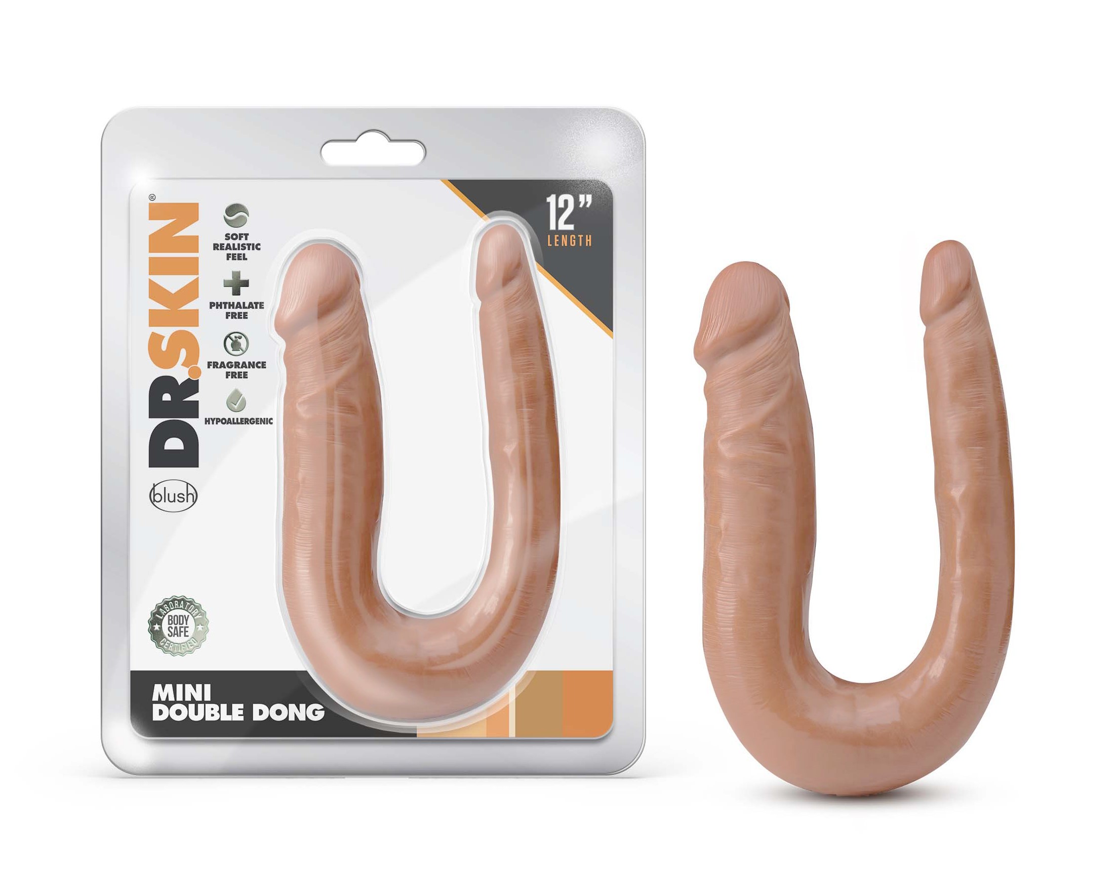 Blush Dr. Skin Mini Double Dong Mocha 12.5-Inch Long Double Dildo