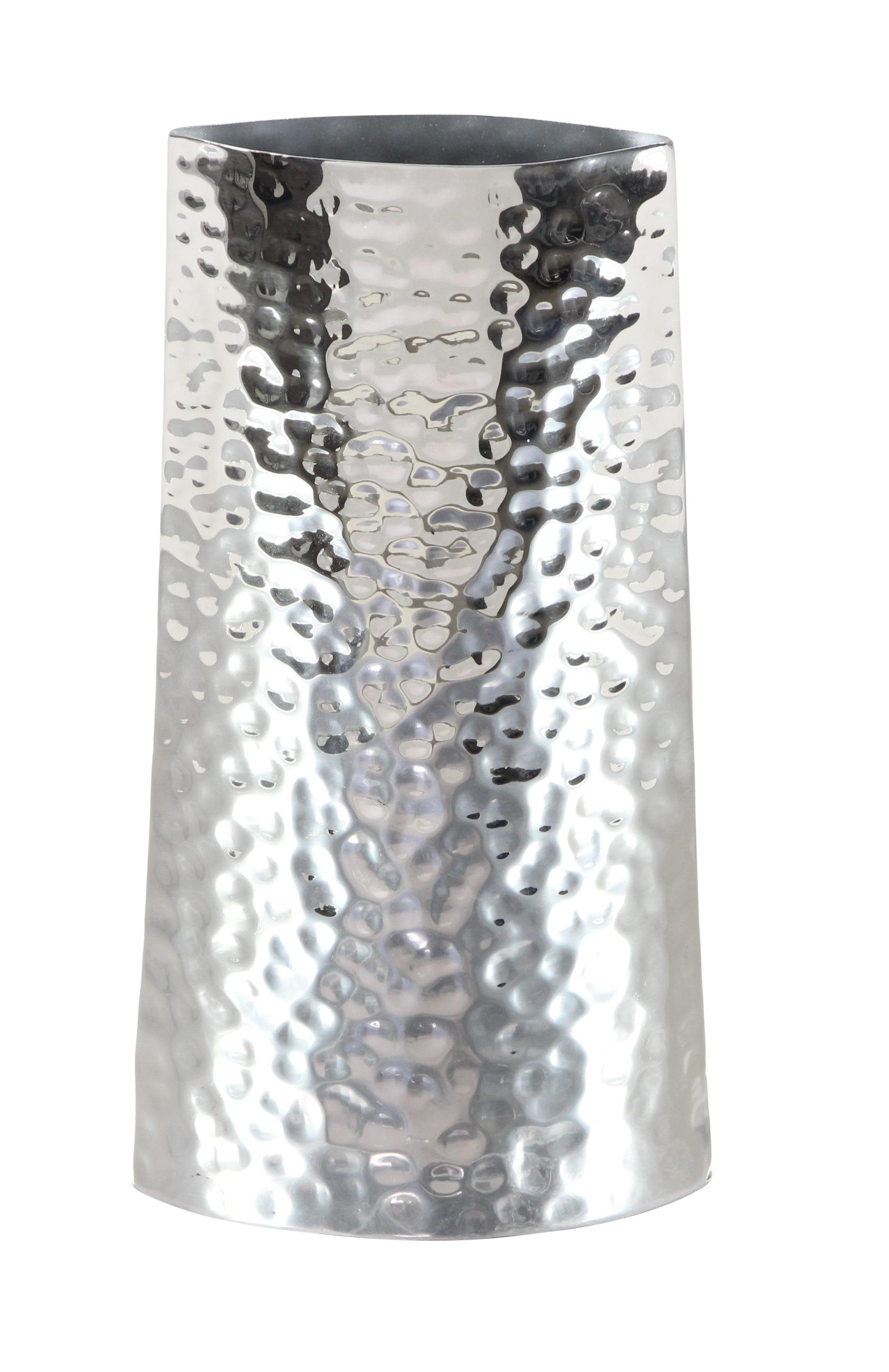 silver stainless steel metal  vase, 6" x 2" x 13"