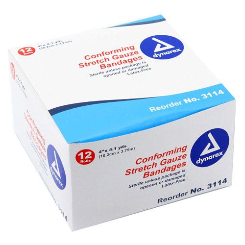 Conforming Stretch Gauze Bandage., Sterile 4" x 4.1yds - 12/Box