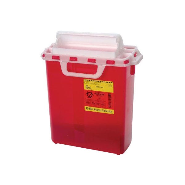 Sharps Collector 3 Gallon Red Horizontal Entry - 10/Case