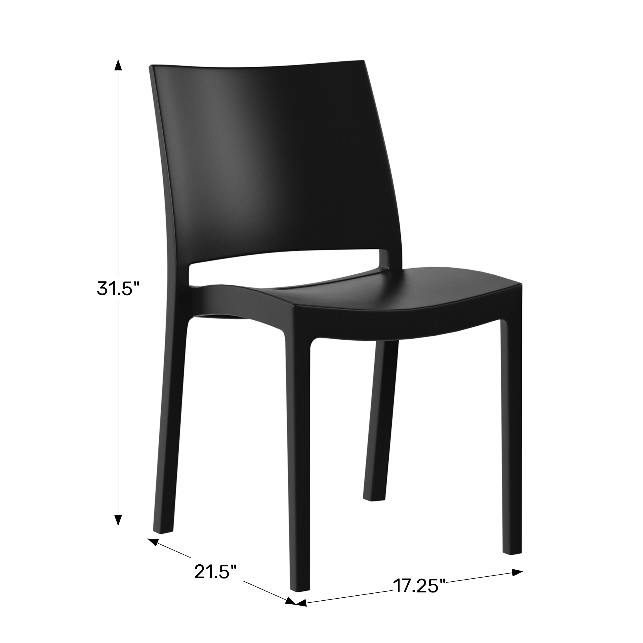 Modern Polypropylene Stackable Plastic Patio Dining Chair (Set of 2)WWT Spec Image