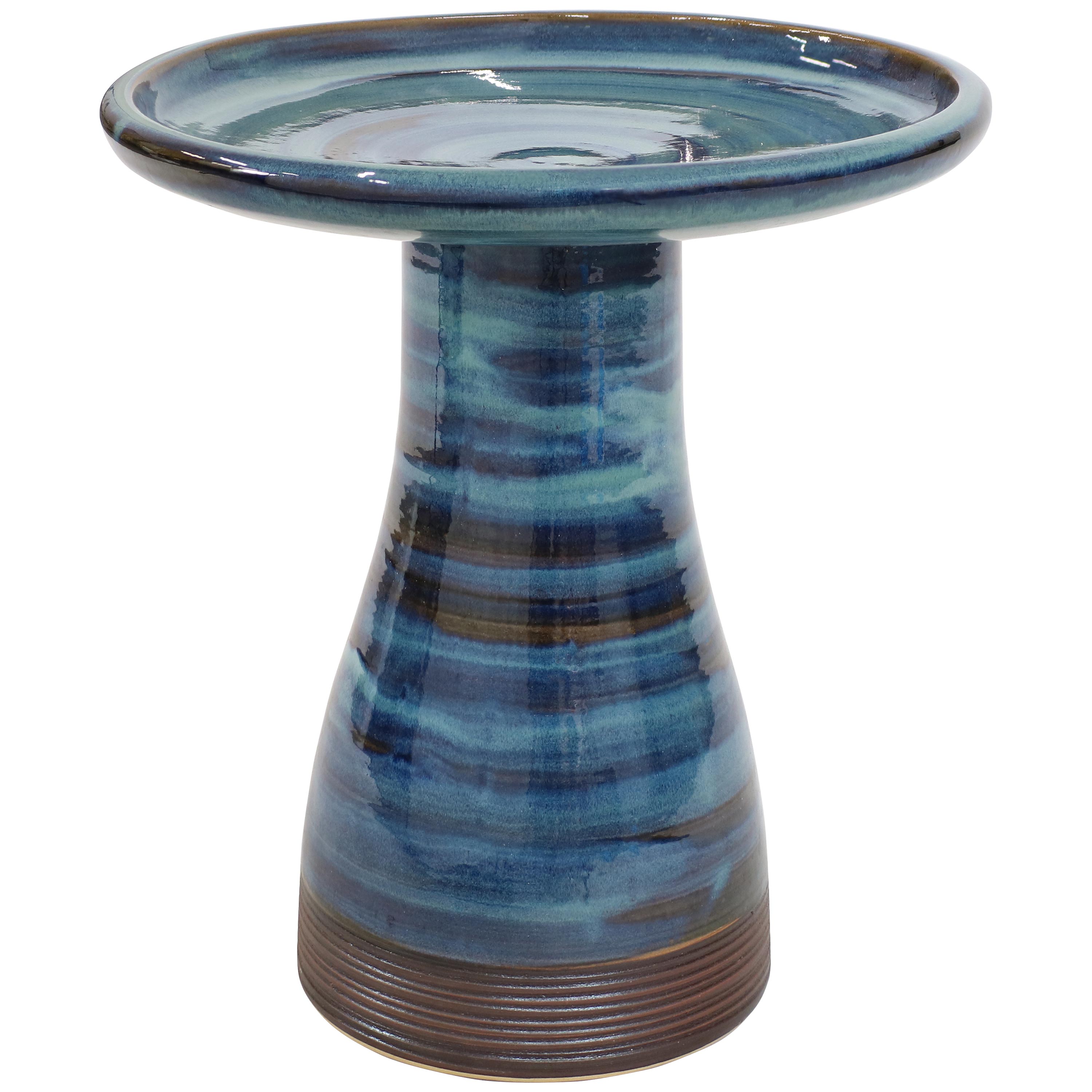 Sunnydaze Duo-Tone Ceramic Bird Bath - UV/Frost-Resistant - Galaxy Blue