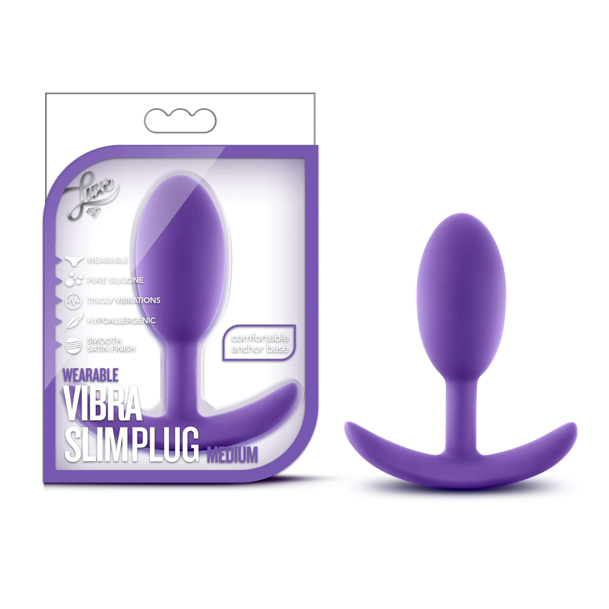 Blush Luxe Wearable Vibra Slim Purple 4-Inch Anal Plug