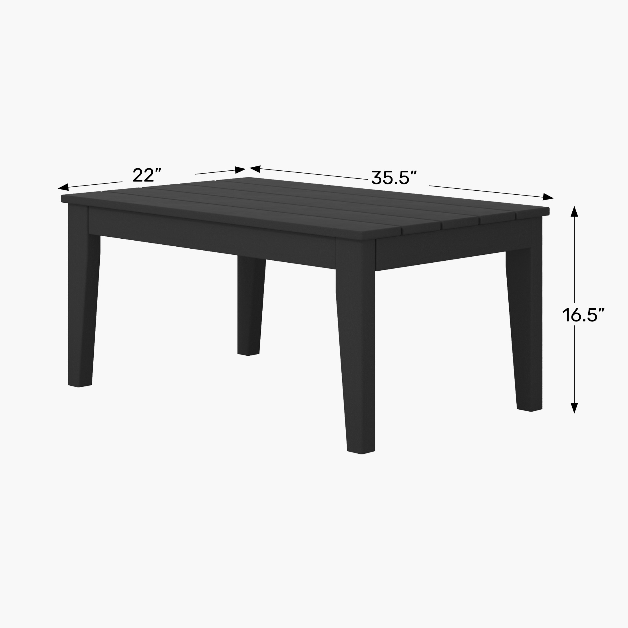 Low Outdoor HDPE Patio Rectangle Coffee TableWWT Spec Image