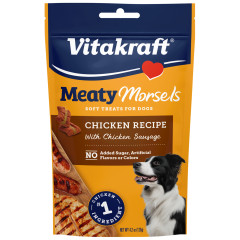 Image of Vitakraft Meaty Morsels Treat for Dogs, Chicken with Pork Sausage, 4.2 oz