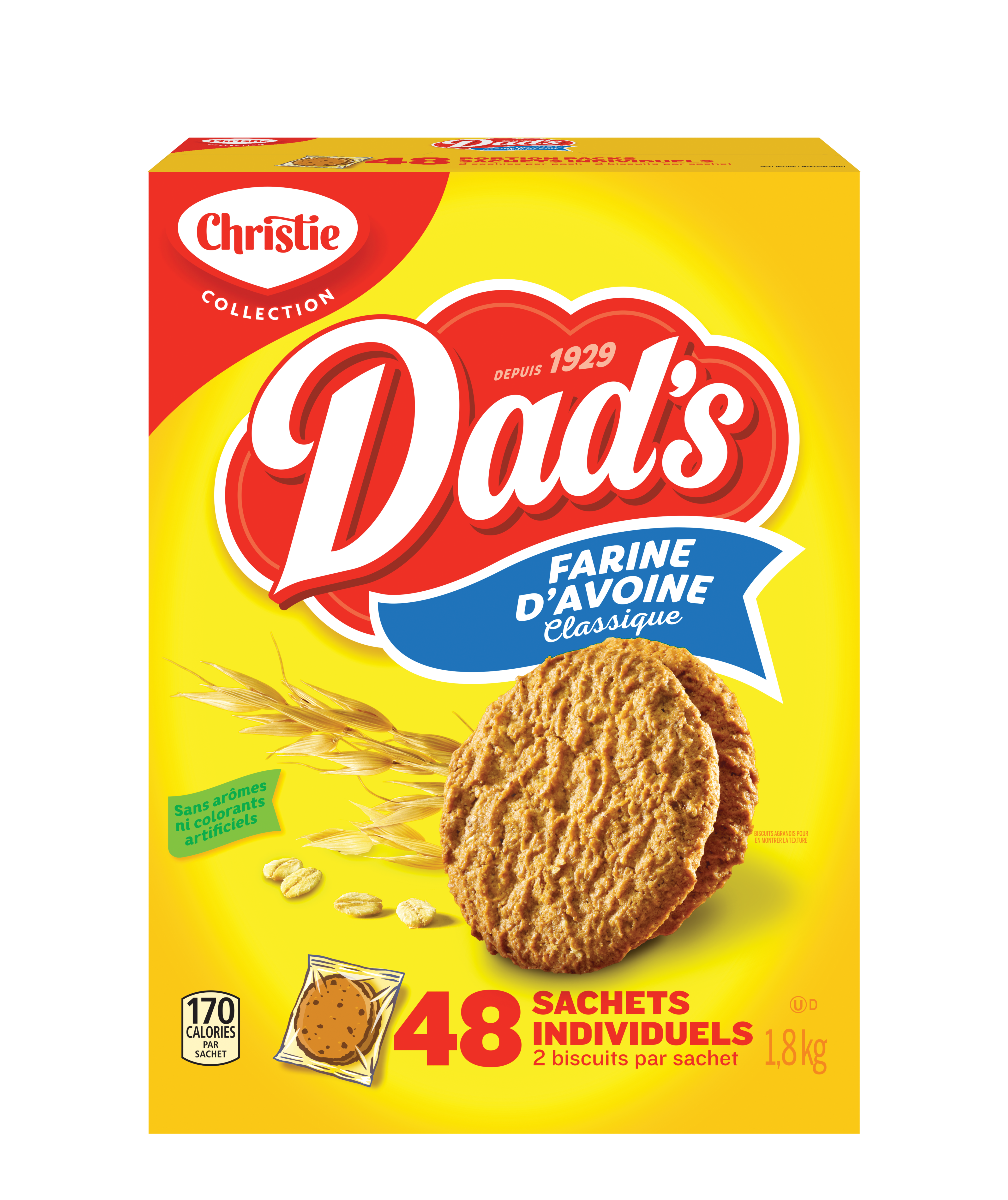 Biscuits DAD's farine d'avoine classique, 48 sachets individuels, 1,8 kg-1