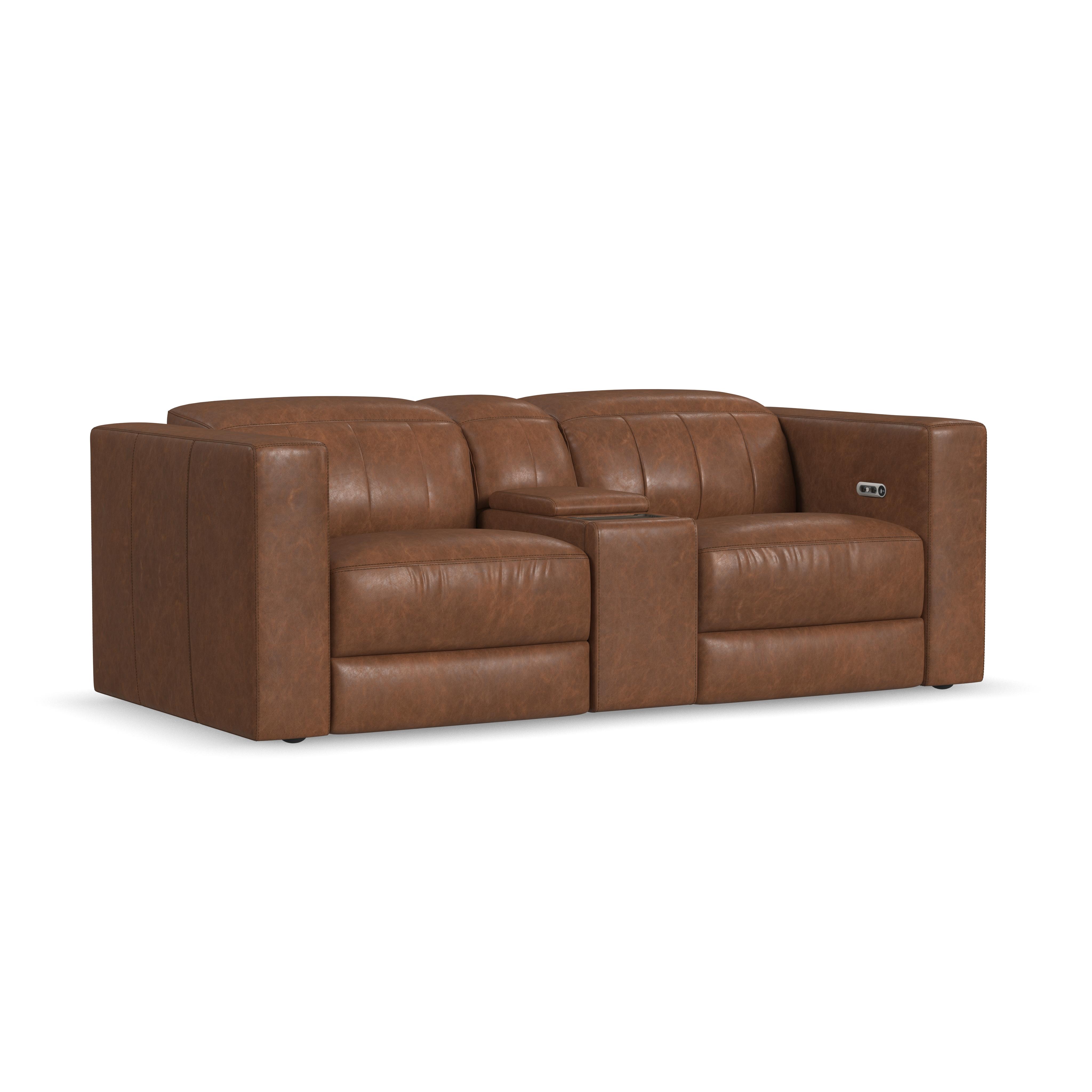Flexsteel Austin Power Reclining Loveseat with Console and Power Headrests