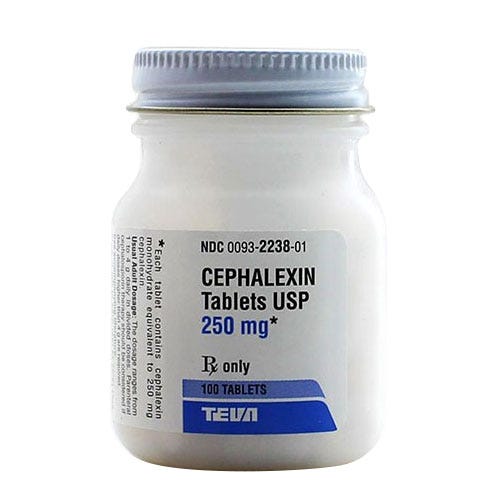 Cephalexin 250mg Tabs - 100/Bottle