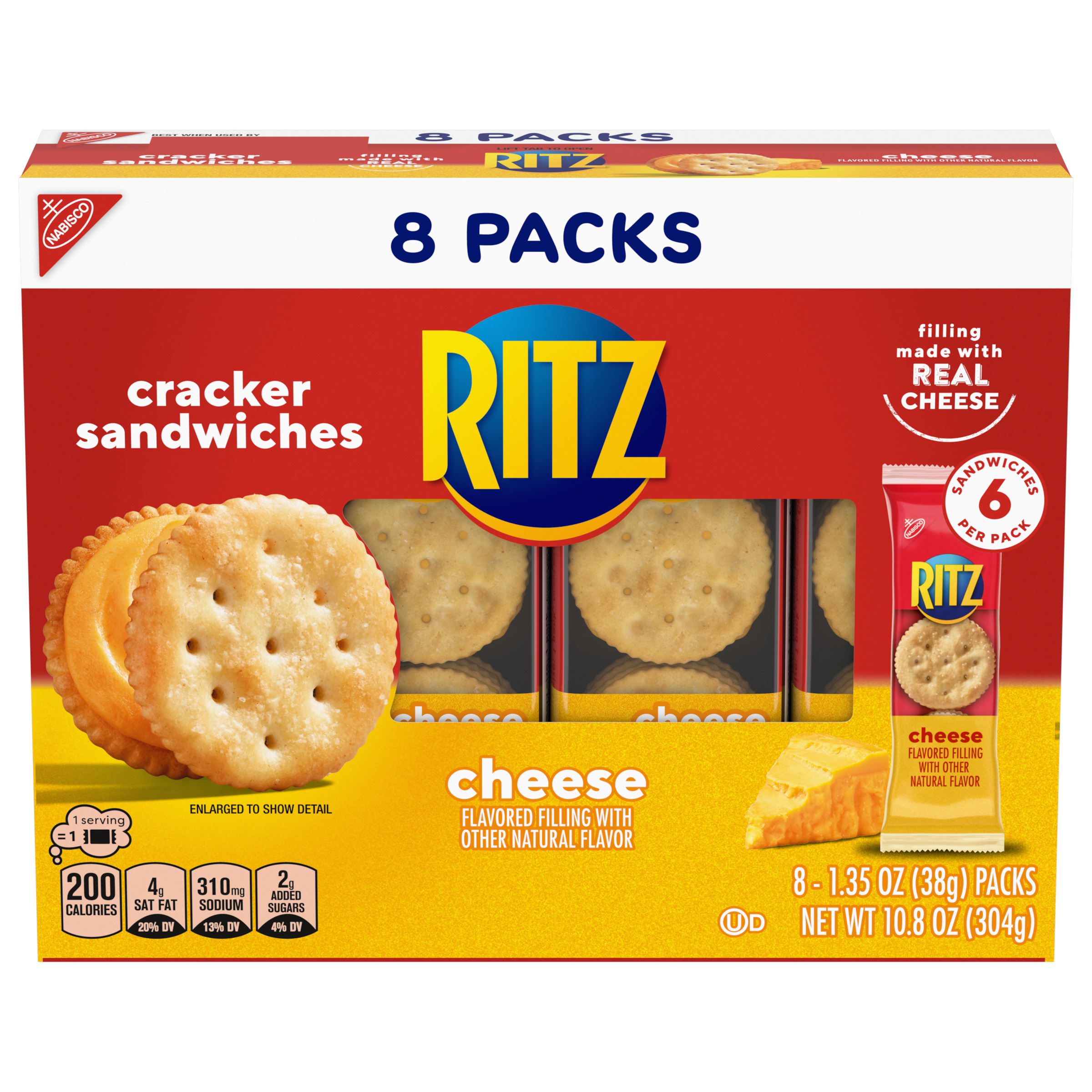 RITZ Cheese Sandwich Crackers, 8 - 1.35 oz Packs-2