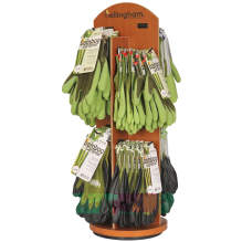 Bellingham SRBAMBOO Bamboo Gardener™ Nitrile and Rubber Palm Gloves Wooden Carousel Countertop Display, 96 Pairs