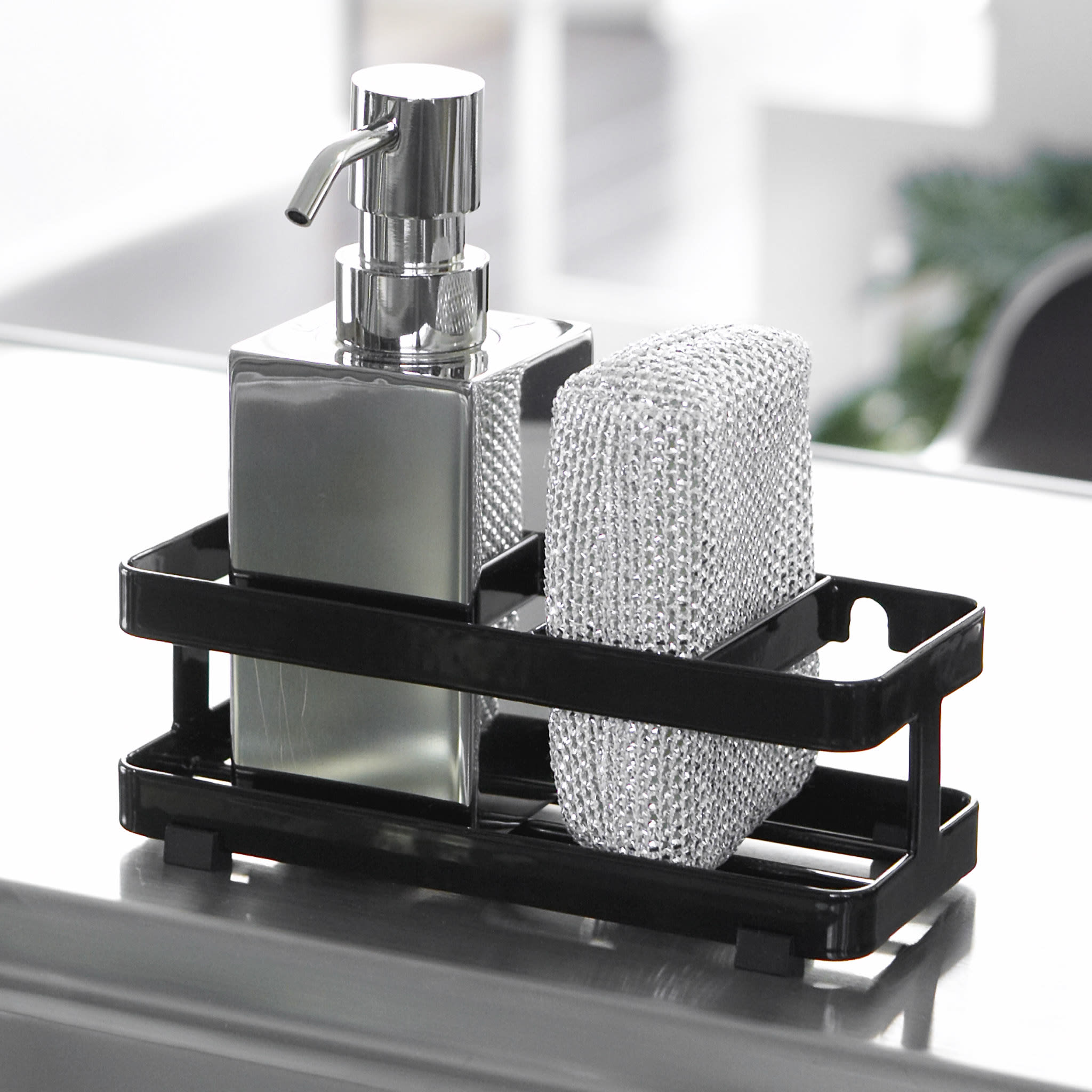 Sponge & Bottle Holder with Suction Cup : Suction Cup or Freestanding