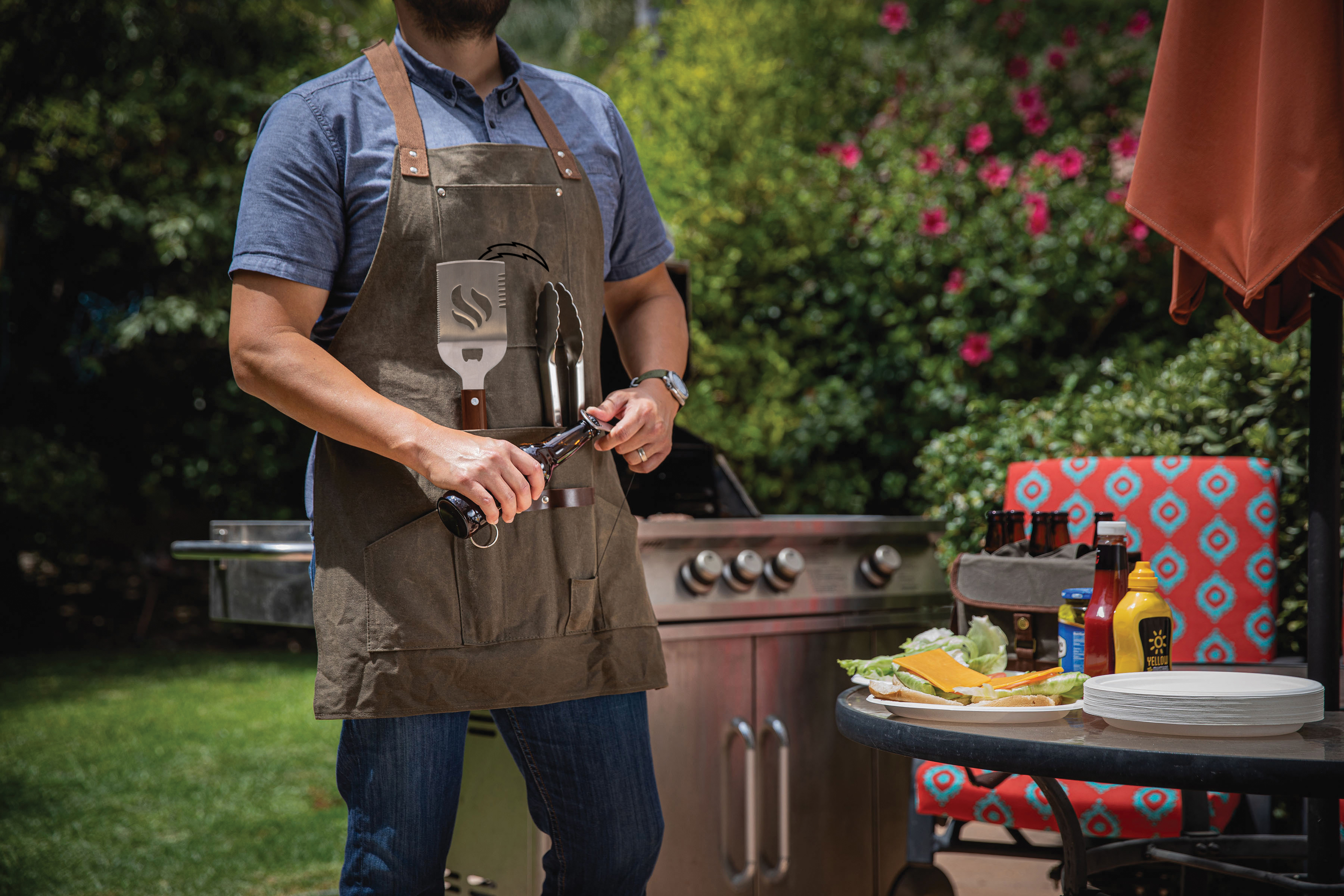 Los Angeles Chargers - BBQ Apron with Tools & Bottle Opener