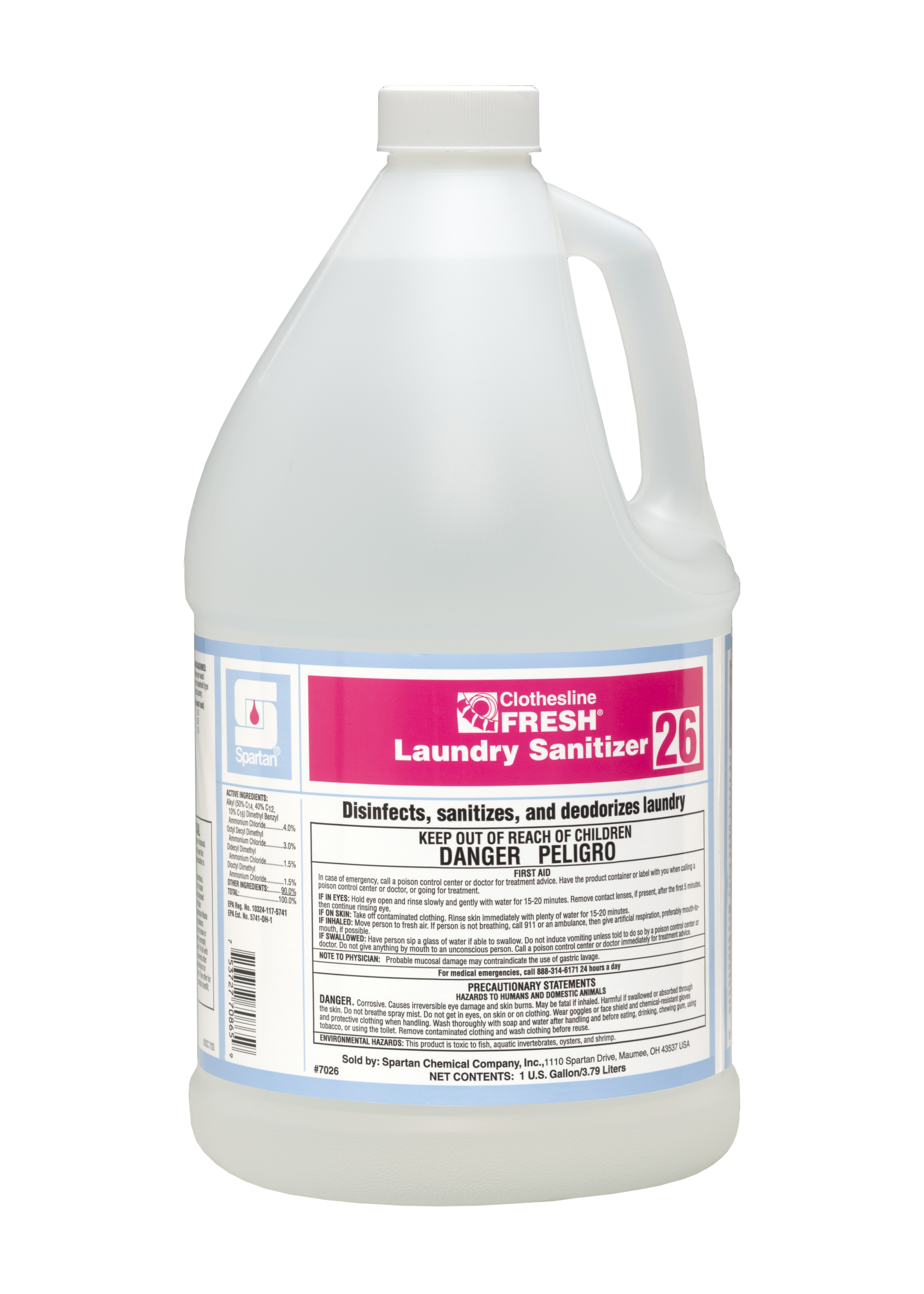 Spartan Chemical Company Clothesline Fresh Laundry Sanitizer 26, 1 gallon (4 per case)