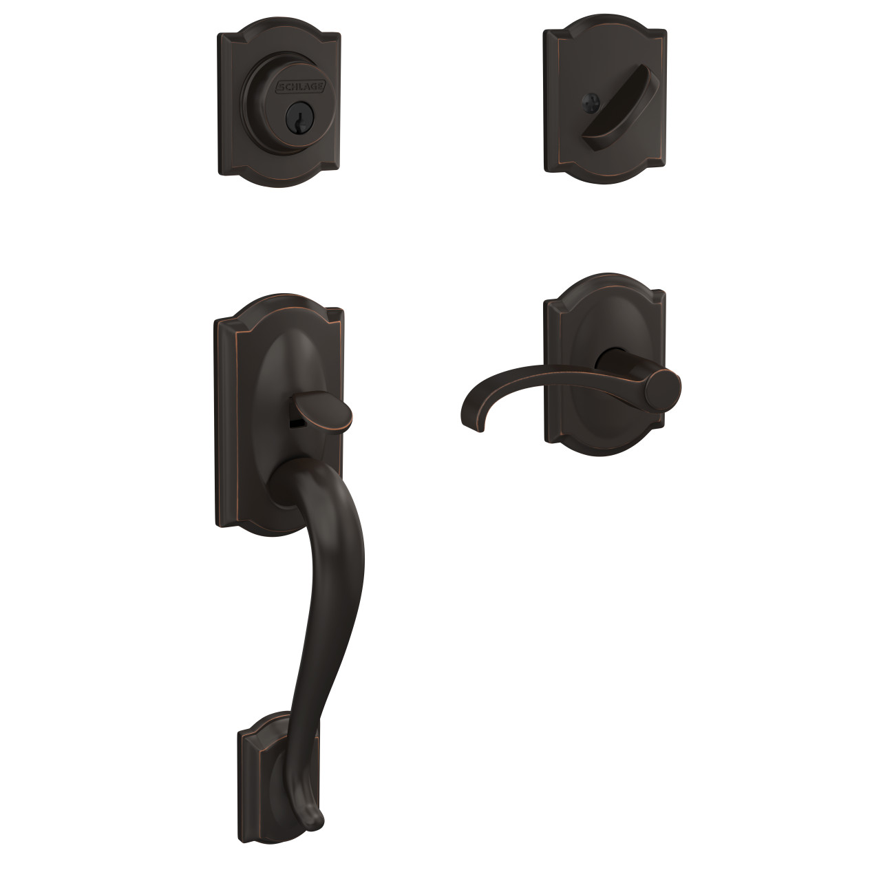 Custom Single Cylinder Handleset and Whitney Lever with Camelot Trim