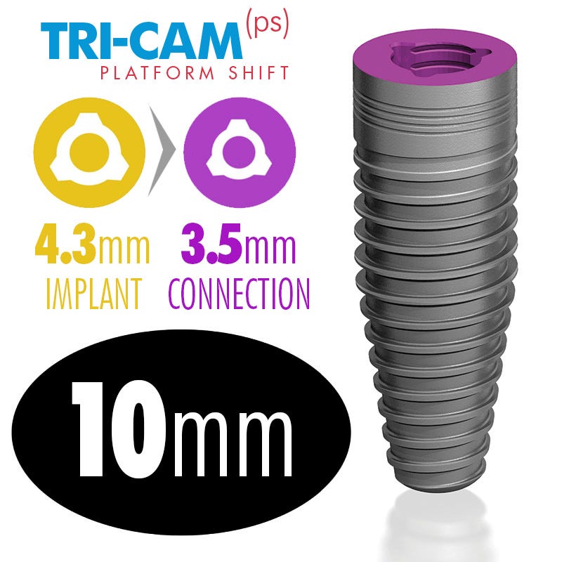infinity TRI-CAM Platform Shift Implant 4.3 x10mm, 3.5mm Platform