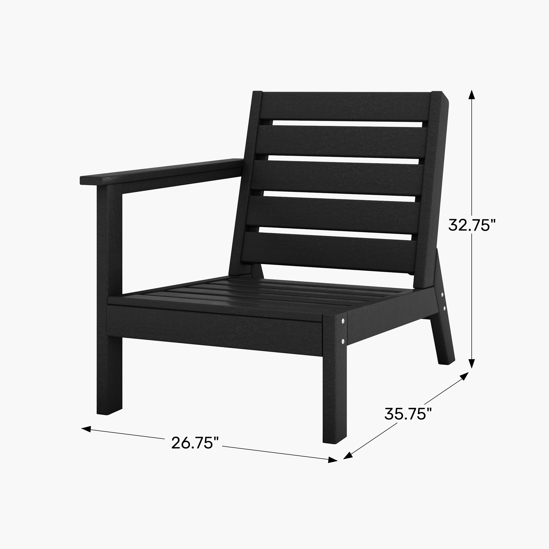 Outdoor Patio HDPE Left Arm Facing Deep Seating Corner ChairWWT Spec Image