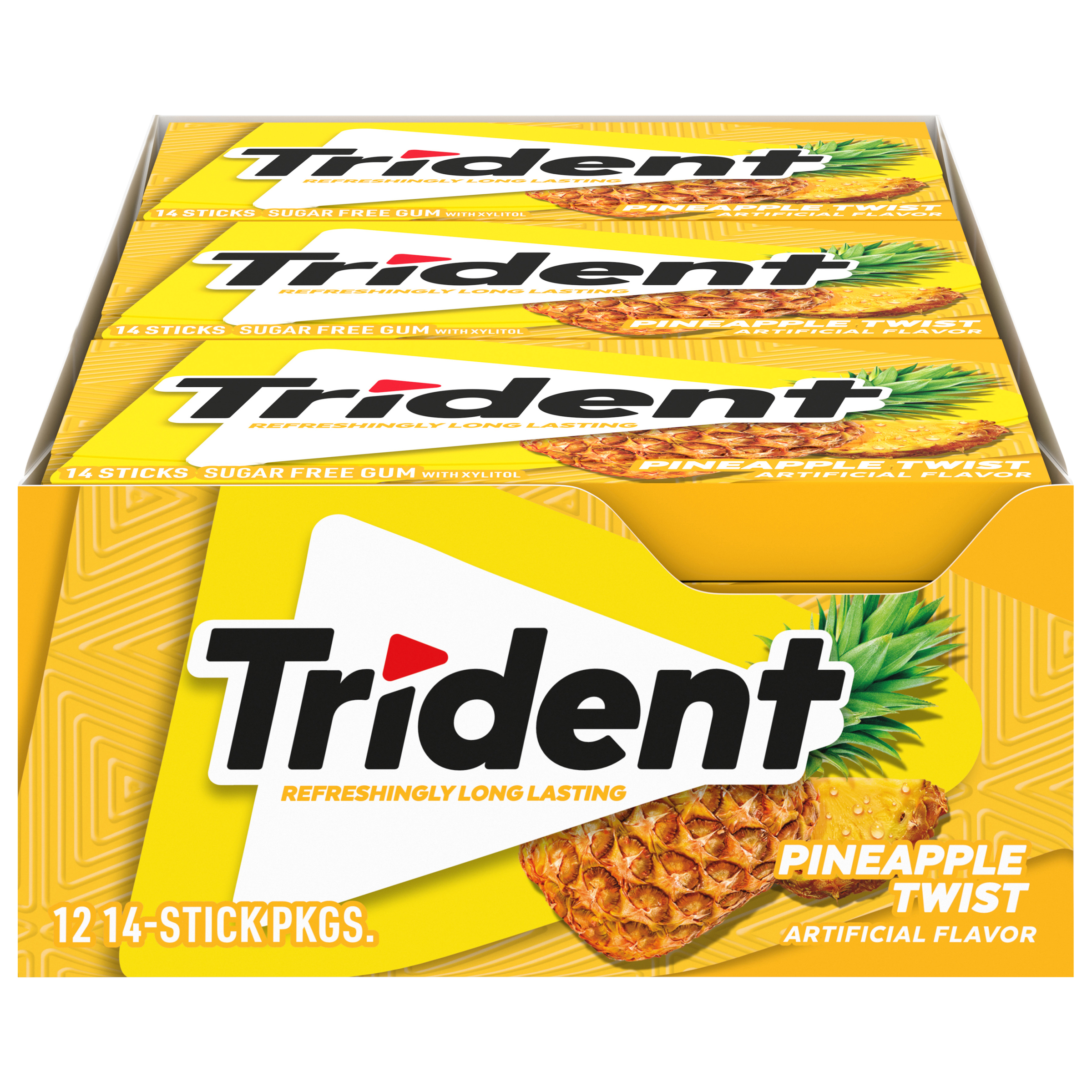 Trident Pineapple Twist Sugar Free Gum, 12 Packs of 14 Pieces (168 Total Pieces)-thumbnail-0